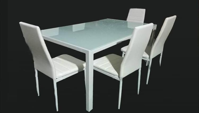 Tavolo fisso 150x90cm + 4 Sedie in eco pelle